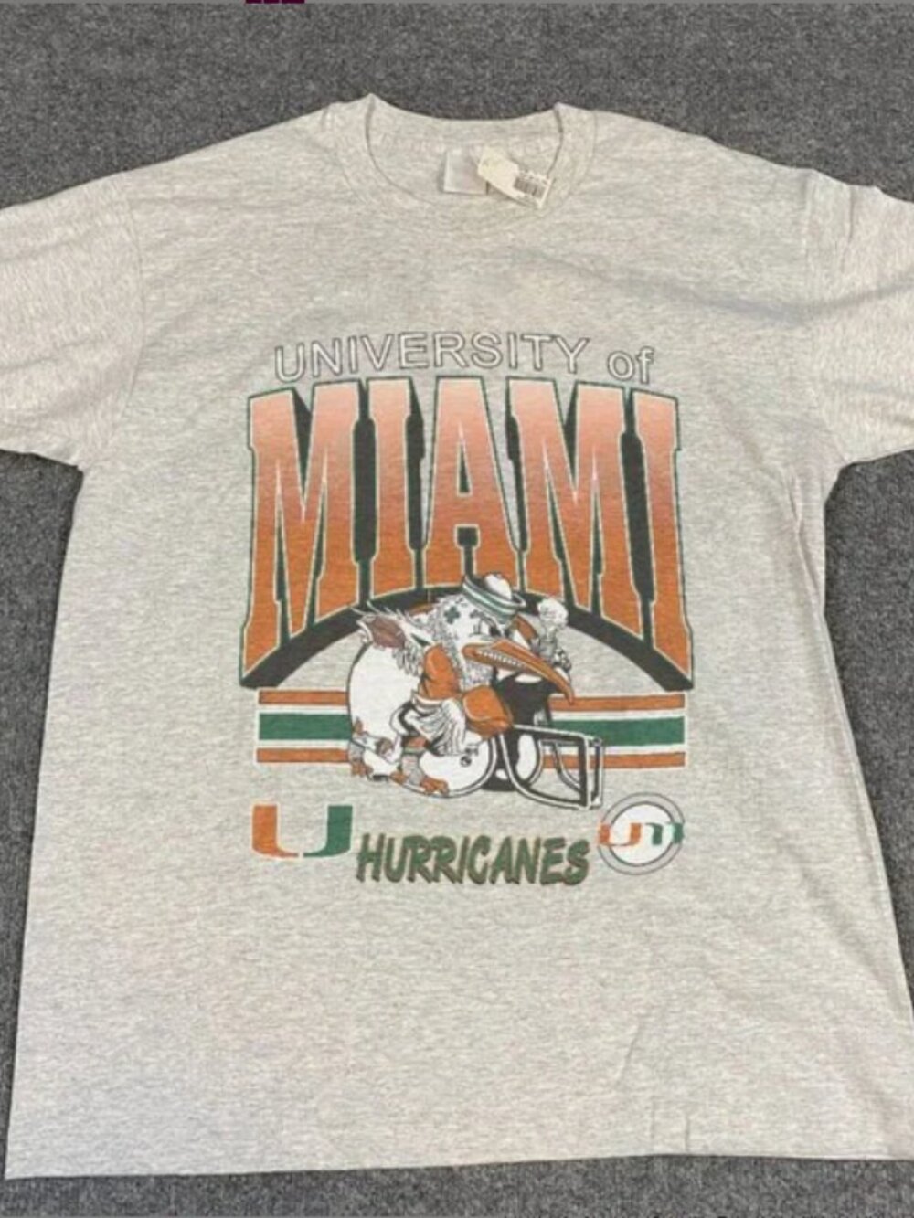 Vintage NCAA Miami Hurricanes Mascot Football Shirt, University of Miami Shirt